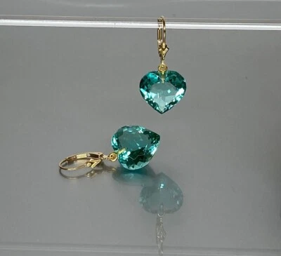 Paraiba Tourmaline Heart Earrings 925 Silver October Birthstone Small Earrings - Image 1 of 4