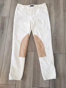 Ralph Lauren Girls Size 12 White Corduroy Tan Thigh Patch Classic Riding Pants - Picture 1 of 11