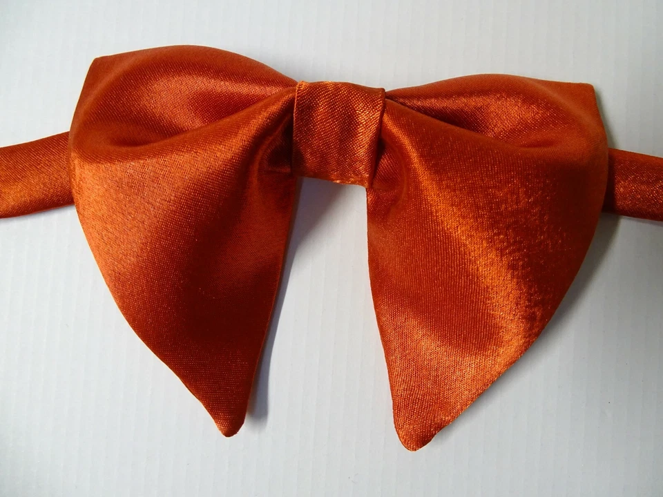 Handmade Mens Satin Bow Tie Handkerchief Orange Rust Wedding Prom Gift 4 Him - Image 1 of 4