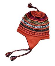 Peruvian Alpaca Beanie Ear Flap Soft Knit Colorful Handmade Peru Reversable NWOT