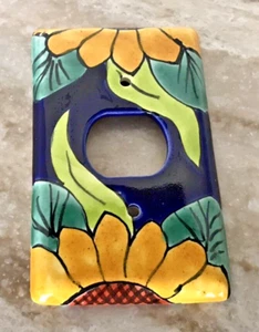 Talevera Outlet Plate Cover Sunflower Pattern Mexico Handmade Home Accent Decor - Picture 1 of 2