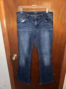 APT. 9 jeans donna blu lavaggio scuro denim curvy svasati taglia 12 - Foto 1 di 7