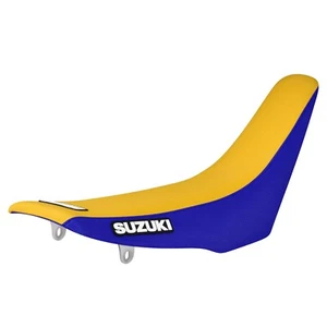 1989-1992 SUZUKI RM 125 250 gripper seat cover BLUE /YELLOW standard #146 LOGO - Picture 1 of 5
