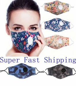 ⭐⭐⭐100% Cotton Cloth Face Mask Air Valve Paisley Fashion Cover + 1 PM 2.5 Filter - Picture 1 of 34