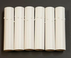 SET OF 6 - 4" TALL WHITE PAPER BOARD CANDLE COVER CANDELABR BASE 7/8" 19979WJB - Picture 1 of 5