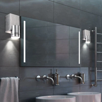 Spot da Parete Lampada Pavimento Luci Soggiorno LED Faretto Alluminio Argento 2x - Immagine 1 di 4