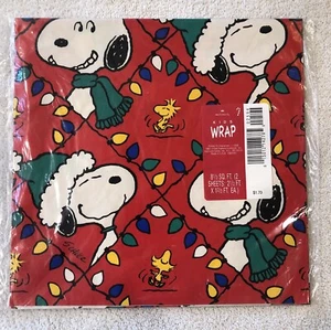 Peanuts Snoopy Hallmark Kids Gift Wrap Wrapping Paper 2 Sheets Sealed Vintage - Picture 1 of 4