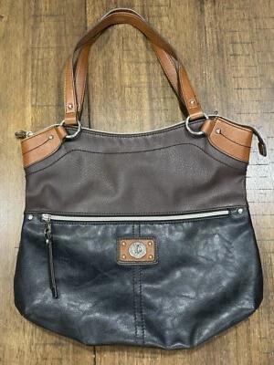 Relic Leather Shoulder Handbag Purse 2 Handles Medium Black Brown Tan Clean EUC! - Image 1 of 4