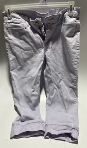 Liz & Co Size 10 Soft Purple Colored Jeans Stretch Short Crop Folded Cuffs Capri - Picture 1 of 3