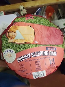 Firefly Outdoor Gear Youth Mummy Sleeping Bag Machine Wash Red Orange 70" x 30" - Picture 1 of 2