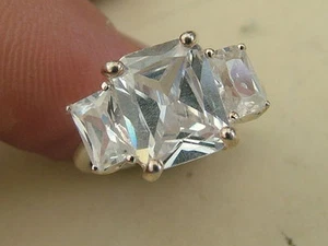 ANILLO DE PLATA,CON TRILOGÍA DE CIRCONIO,PARA BODA,COMPROMISO - Imagen 1 de 3