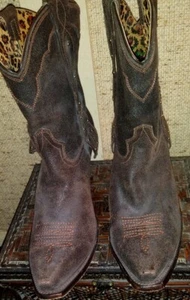 Charlie 1 Horse Lucchese Boots Womens 10 B Brown Suede Artisan Crafted Snip Toe - Picture 1 of 11