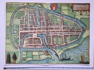 Old Historic Antique Map Rotterdam, Holland 1588 Braun & Hogenberg REPRINT 1500s - Picture 1 of 11