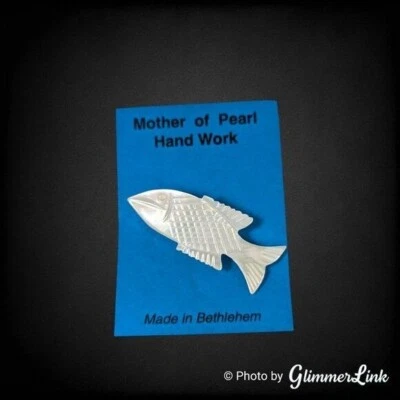 Broche prendedor madreperla pez hecho a mano en Belén tono plata Foto 1 de 4