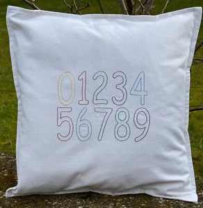 number embroidery kids design home décor sofa chair embroidered cushion cover - Picture 1 of 1