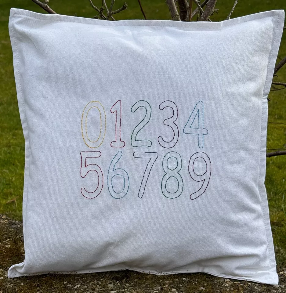 number embroidery kids design home décor sofa chair embroidered cushion cover - Image 1 of 1