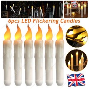6PCS LED Flameless Taper Flickering Battery Operated Candles Lights Party Decor