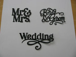 WEDDING Die-Cut Set 3 Pieces Black MR & MRS, BRIDE & GROOM & WEDDING - Picture 1 of 1