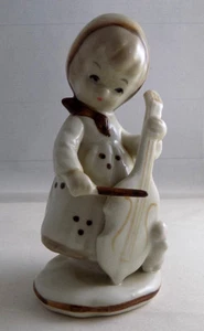 Vintage Figur Mädchen spielt Harfe mit Hase Porzellan 5" groß - Bild 1 von 7