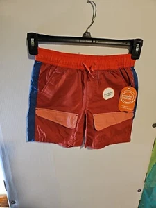 NWT Boys Size M(8) Wonder Nation Explorer Shorts Orange Blue Front Pockets - Picture 1 of 11
