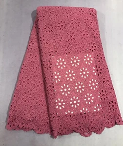 Coral Cutout Corded Bridal Lace Fabric 48” Width Sold By The Yard - Picture 1 of 6