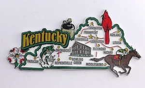 KENTUCKY STAATSKARTE UND LANDMARKEN COLLAGE KÜHLSCHRANK SAMMLERSTÜCK SOUVENIRMAGNET - Bild 1 von 1