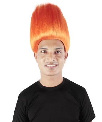 Men's Straight Cosplay Halloween Party Trolls Branch Hairdo Standing Up Hair Wig - Image 1 of 4