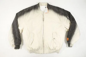 HERON PRESTON OFF WHITE GRAY MEDIUM CANVAS GRADIENT BOMBER JACKET MENS NWT NEW - Picture 1 of 8