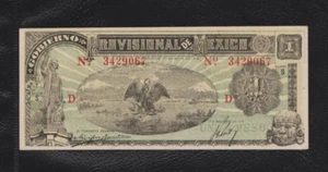 Mexico 1 Peso 1916 Series D Block Rare condition Banknote - Picture 1 of 2