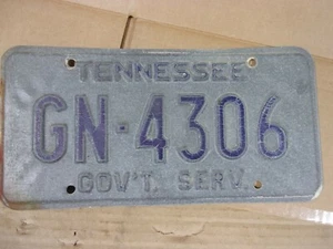 Vtg Tennessee Government Service License Plate Vehicle Truck Car Embossed Tag TN - Picture 1 of 2