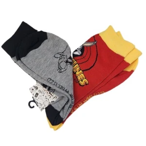 Looney Tunes Mens Socks 2 Pairs Novelty Crew Socks Shoe Size 8-12 Red Gray - Picture 1 of 5