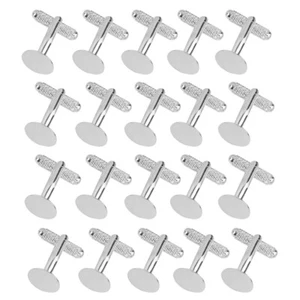 20Pcs Men 12mm Round Blank Settings Cuff Links Cufflinks DIY Craft - Picture 1 of 8