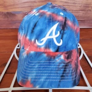 Atlanta Braves Hat Cap Tie Dye Adult Strapback 47 Brand Blue Red MLB Baseball - Picture 1 of 7