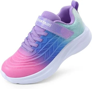 DREAM PAIRS Girls Shoes Kids Sparkle Tennis 4 Big Kid, Pink/Blue/Green - Picture 1 of 6