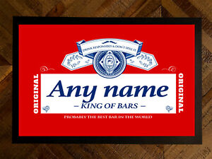 Personalised bar door mat - Home bar Red Beer label 60 x 40 cm