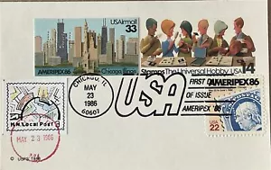Tarjeta postal de colección de estampillas Hideaki Nakano UX116 con sello Ameripex 86 - Imagen 1 de 1