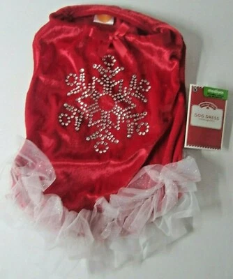 SimplyDog Dog Dress Red w Rhinestones & Ruffle XX Small, Extra Small or Med New - Image 1 of 4