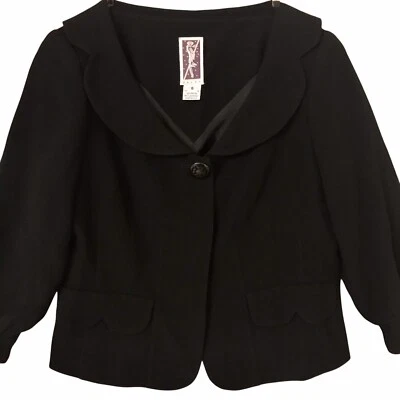 VTG 90’s Zelda Crepe Blazer Jacket Round Collar 3/4 Sleeve Retro Classic Sz 8 - Image 1 of 4