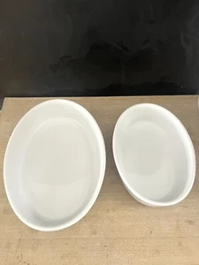 2 Farberware Ceramic Oval Baker Casserole Dish WHITE - Picture 1 of 6