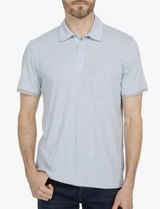 Vince Double Layer Light Blue Short Sleeve Polo Shirt Size Xxl - Picture 1 of 9