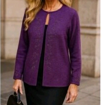 Kate Hill Women’s 100% Wool Long Sleeve Cardigan Size L FLAW - Image 1 of 4