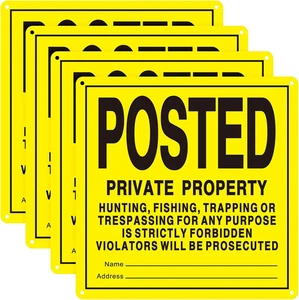 4 Piezas Letreros Amarillos Sin Intrusión 12X12"" Propiedad Privada Reflectante Aluminio P - Imagen 1 de 12
