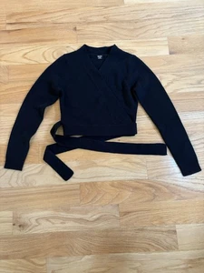 Bloch Size CM Youth Black Tie Wrap Ballet Sweater Excellent Used Condition - Picture 1 of 3