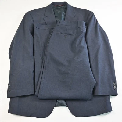 Vtg Jos A Bank 41R 42R 34x32 Blue Italy Made Tyler 100% Wool Boxy Mens Suit - Image 1 of 4