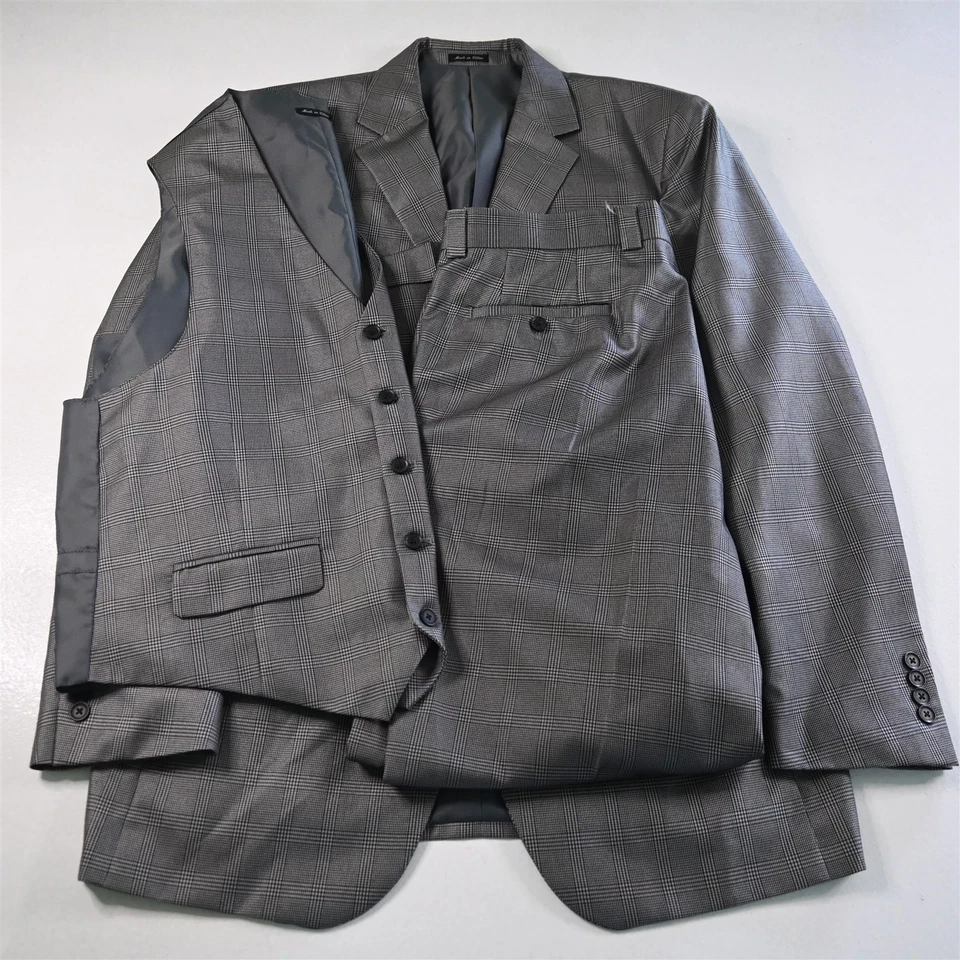 Steve Harvey 44L 38x30 Gris Cuadros Glenn Hombres Chaqueta Pantalones Traje Foto 1 de 4