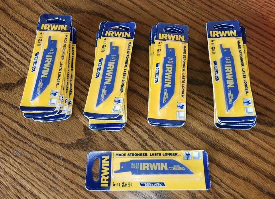 Lot of 21 Irwin 372424P2 4" x 24 TPI Bi-Metal Reciprocating Saw Blades USA - Image 1 of 3
