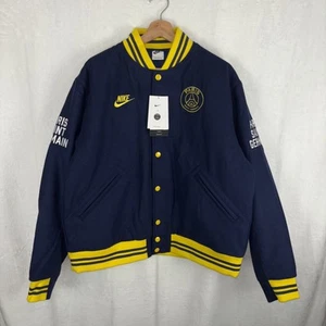 Nike Mens Medium Paris Saint-Germain Authentics Varsity Bomber Jacket FQ7803-410 - Picture 1 of 10