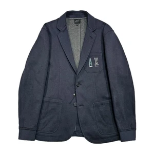 Armani Exchange Sweater Blazer Coat Mens M Navy Ivy University Patch Pockets AX - Picture 1 of 15