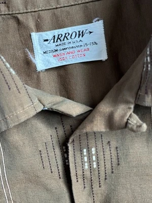 Vintage 50's/60's Arrow Loop Collar Short Sleeve Button Up w/Embroidered Details - Image 1 of 4