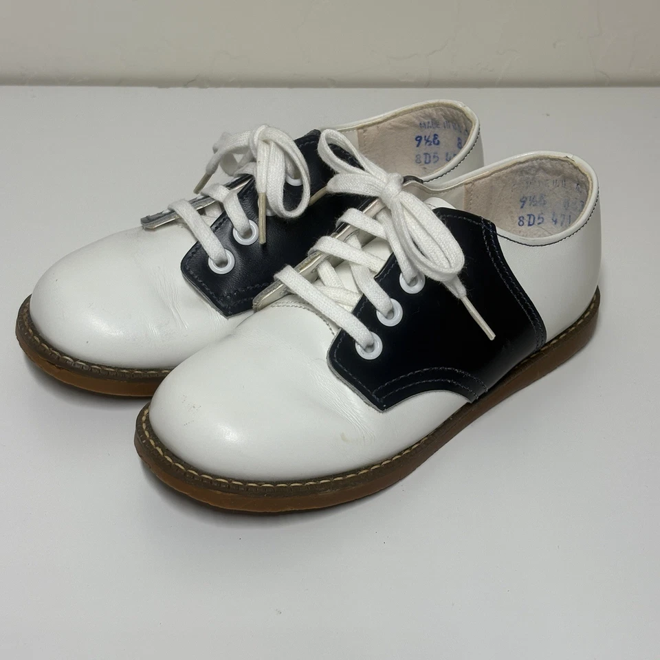 Sillín Stride Rite Oxfords Niños 9.5 Negro Blanco Cuero Pascua Navidad Vacaciones Foto 1 de 4